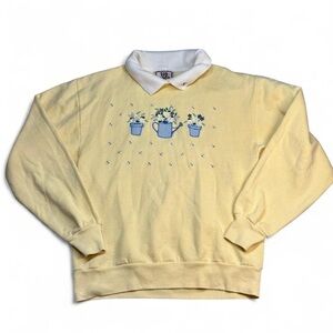 Yellow Sweatshirt with Floral Embroidery